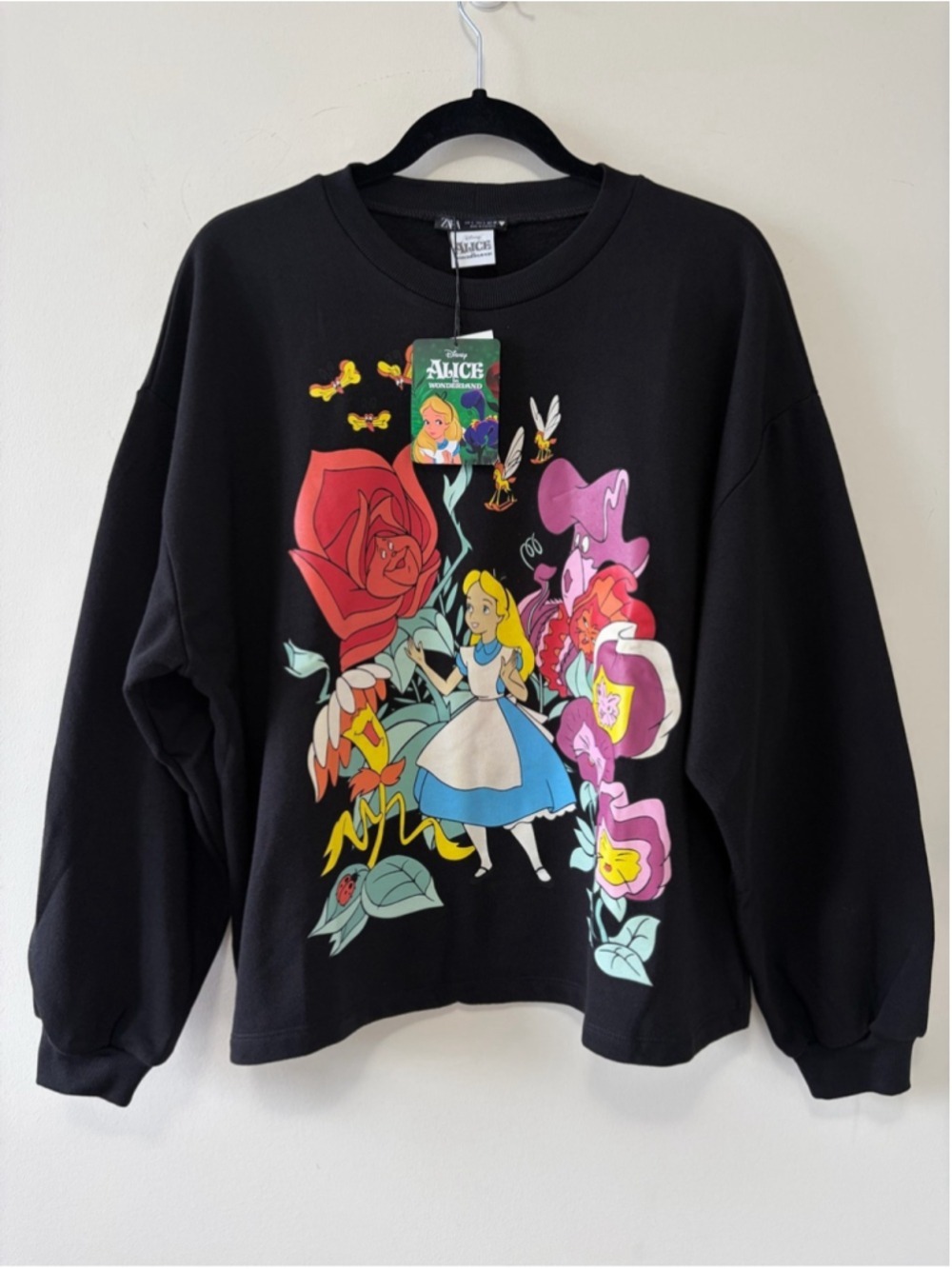 Zara x Disney Alice in Wonderland Talking Flowers Graphic Sweatshirt Size L - Picture 8 of 12